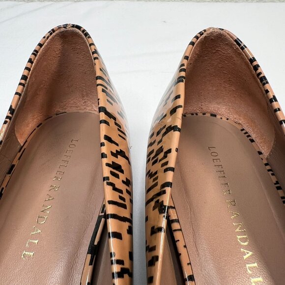 Loeffler Randall Patent Leather Printed Flats Tan Black Pointed Toe Size 8.5 - Picture 10 of 16